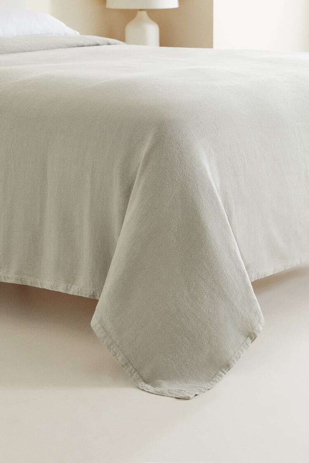 ZARA HOME ПОКРЫВАЛО ИЗ ПОСТИРАННОГО ЛЬНА, МЯГКИЙ СЕРЫЙ