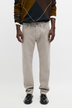 Massimo Dutti Зауженные брюки с отделкой под деним, дымчатый