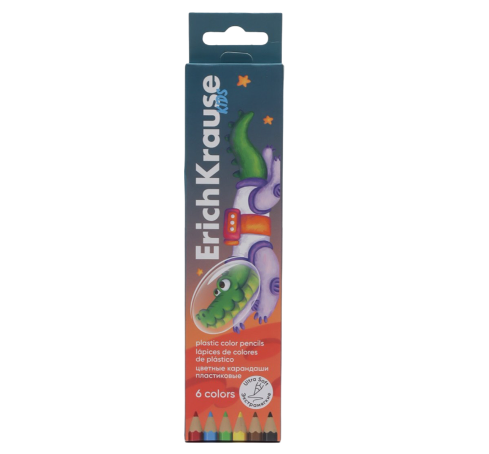Цветные карандаши пласт ErichKrause Kids Space Animals 6 цветов