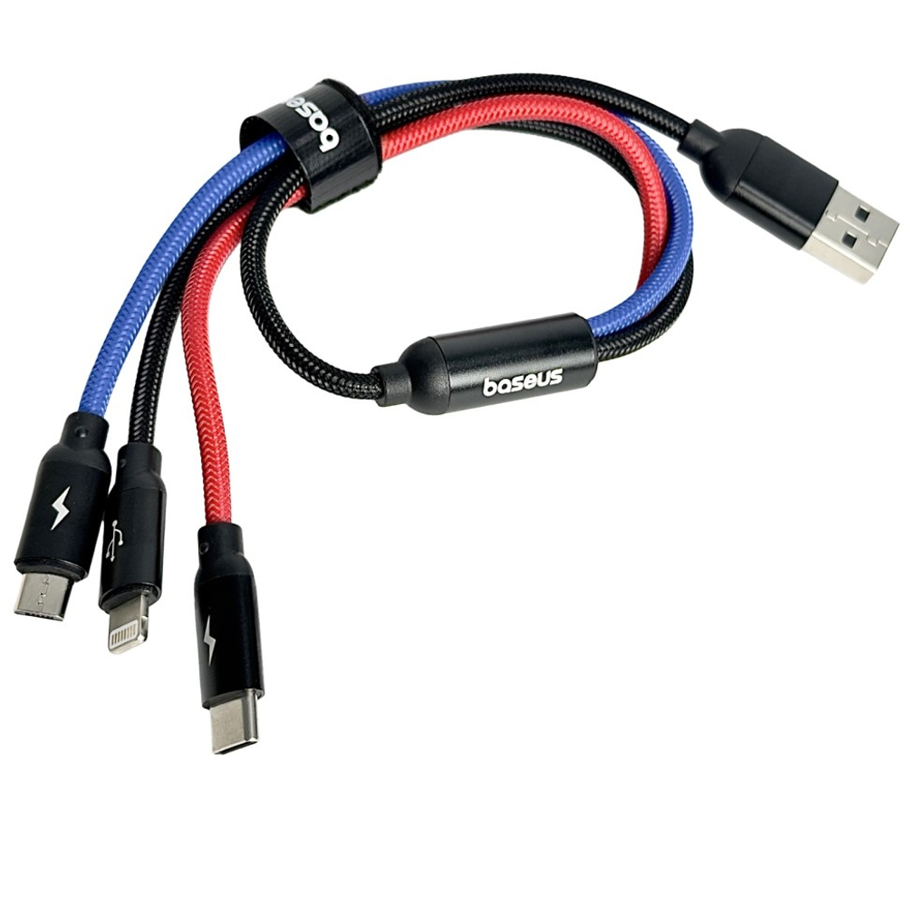 Кабель-зарядка Baseus Three Primary Micro+Lightning+Type-C 3.5A 30см (CAMLT-ASY01) черный