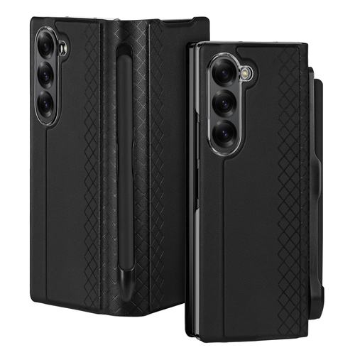 Чехол черного цвета с премиальной искусственной кожи от Dux Ducis для Samsung Galaxy Z Fold 6, серия Bril Series Case (версия с S Pen)