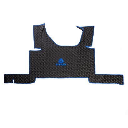 Ковры Sitrak MAX (экокожа, черный, синий кант, синяя вышивка)