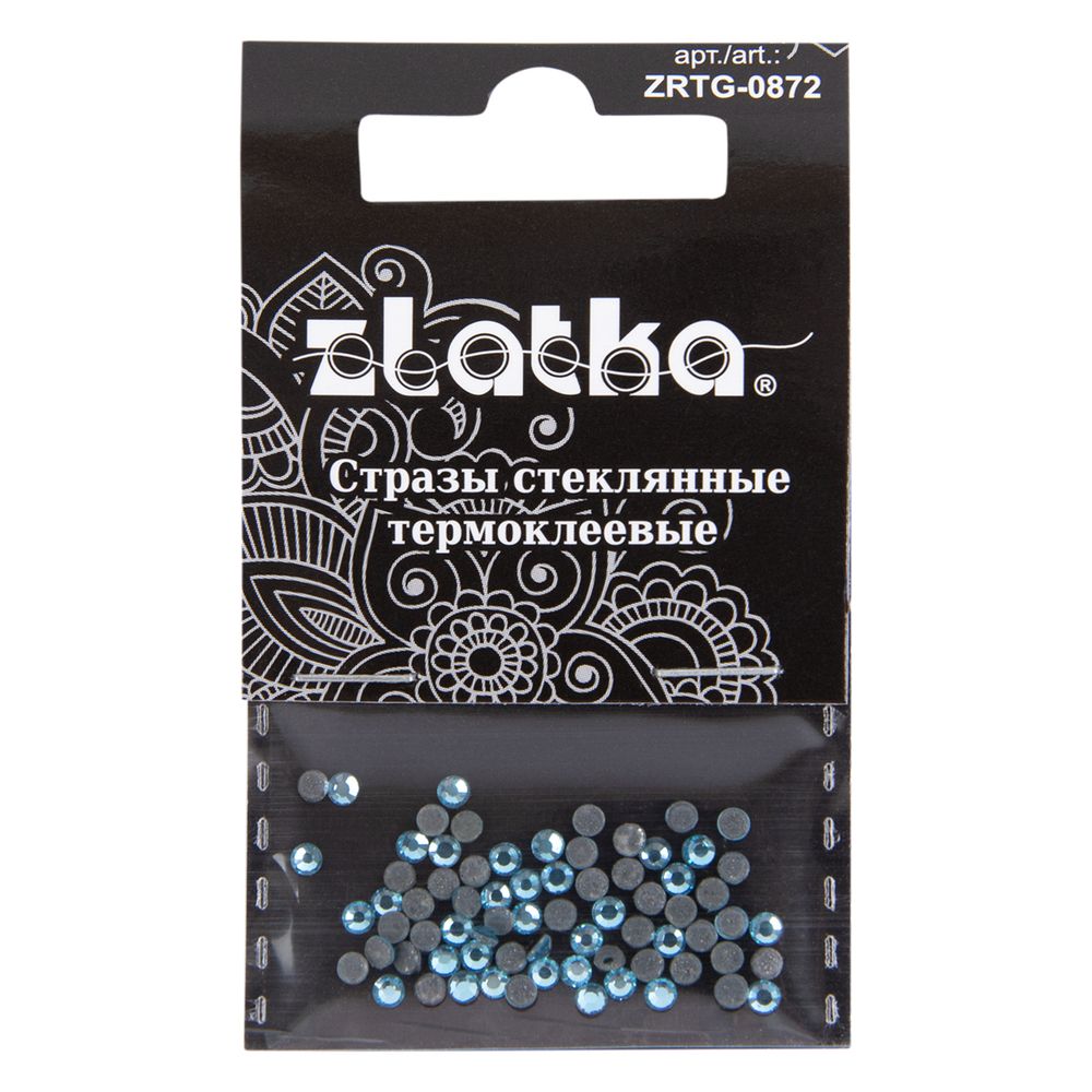 Стразы клеевые стекло 2.4 мм, 360 шт, SS08 №08 голубой (Aquamarine), Zlatka ZRTG-0872