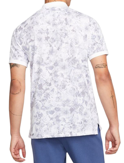 Мужское теннисное поло Nike Dri-Fit Printed Slim Fit Polo - white/white