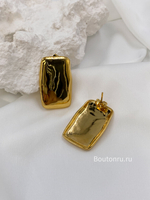 Серьги золото прямоугольные сталь