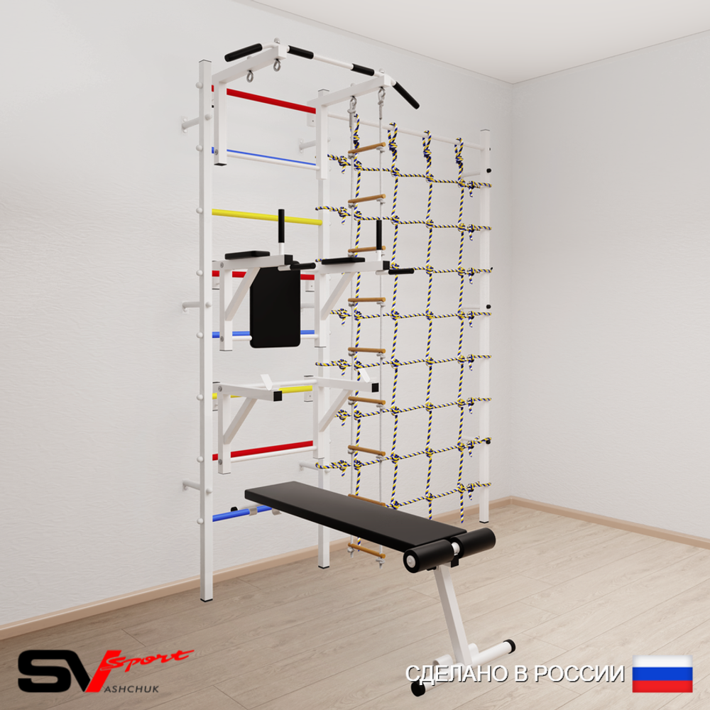 Шведская стенка Sv Sport 5920 (Турник стандарт/Брусья/Стойка/Скамья/Лестница/Канатный лаз)