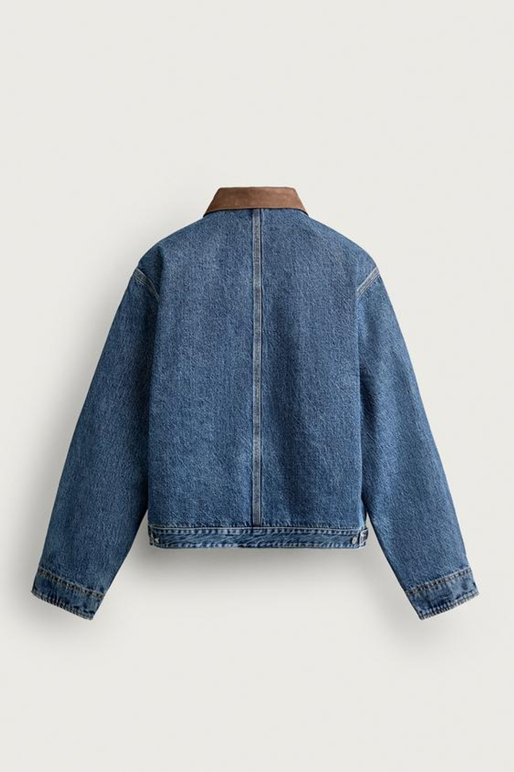 ZARA - FRUIT OF THE LOOM™ ДЖИНСОВАЯ КУРТКА С КОНТРАСТНЫМИ НАШИВКАМИ, ВЫЦВЕТШИЙ СИНИЙ