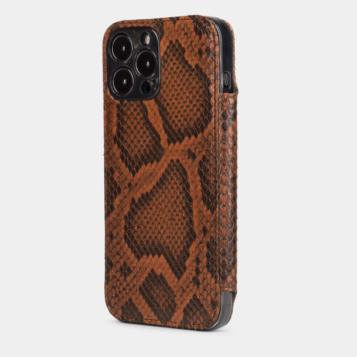 Чехол для iPhone 13 Pro Max из кожи питона, цвета Коньяк