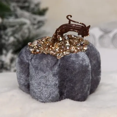 Фигурка новогодняя «Блестящая тыква» 9*9*10 см, Графит