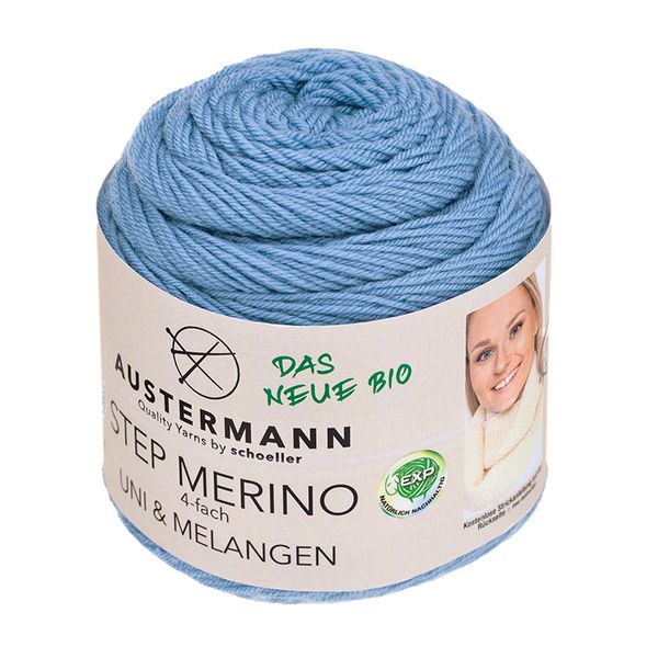 Пряжа Austermann (Аустерманн) Step Merino 4-fath Uni&Melangen Gots / уп.5 мот. по 100 г, 400м, светло-голубой