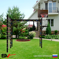 Уличная шведская стенка Sv Sport рукоход с комплектом турник прямой У5234 (Турник/Брусья/Гнездо 80см/Сетка)