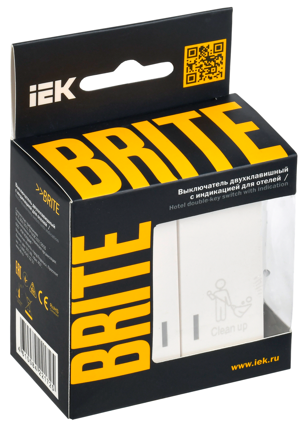 BRITE Выключатель 2-клавишный с индикацией для отелей 10А ВС10-2-9-БрБ белый IEK