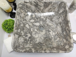 Раковина из мрамора Square Doreng Grey MS-60192 45x45x15 из натурального камня