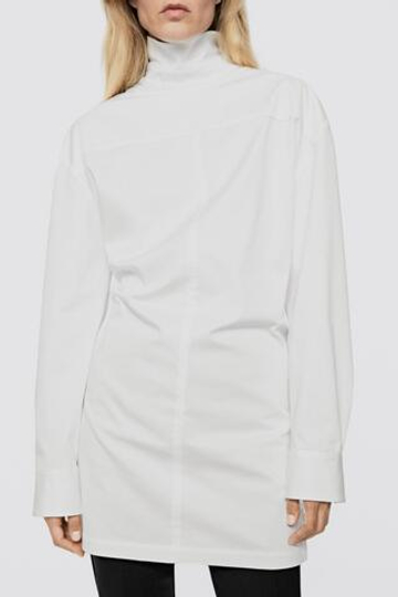 Massimo Dutti Блузка с высоким воротником на молнии - Limited Edition, белый