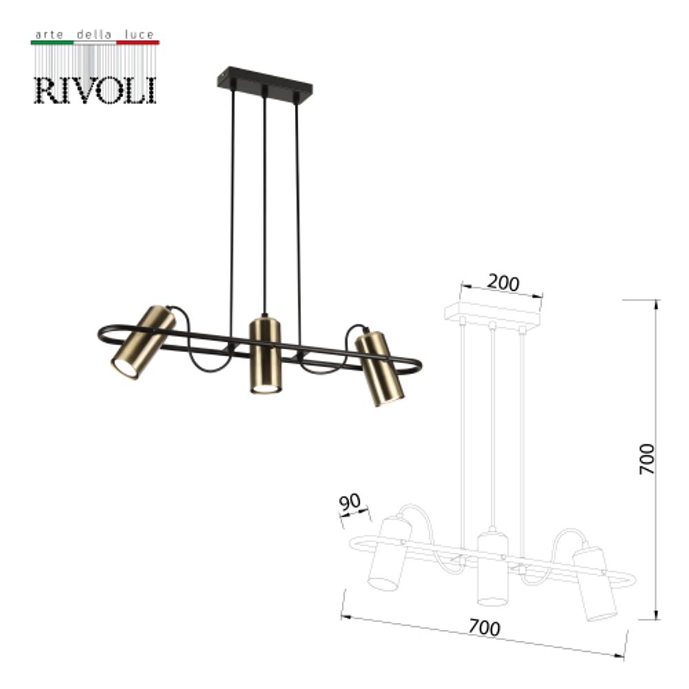 Светильник подвесной (подвес) Rivoli Elfriede 3101-203 3 * GU10 25 Вт модерн потолочный | Модерн