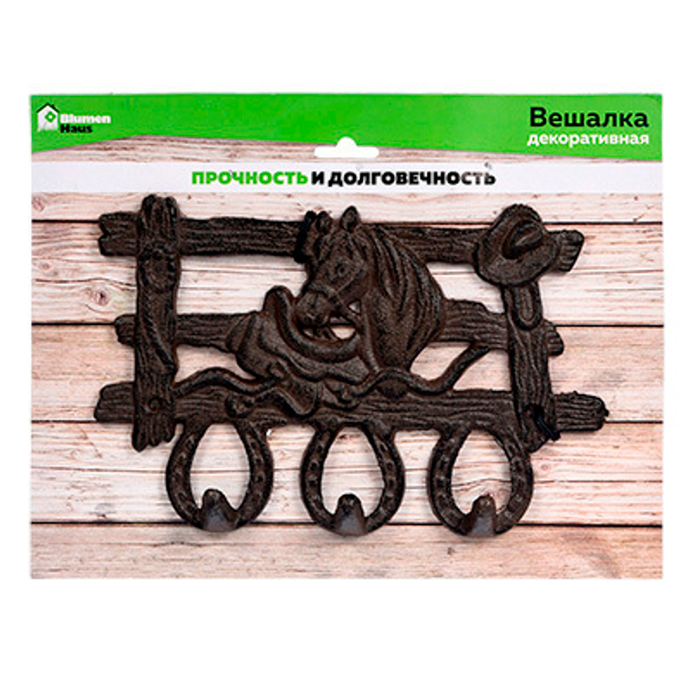 BLUMEN HAUS Вешалка 3 крючка "Ранчо" декоративная 16*25*3см 66067