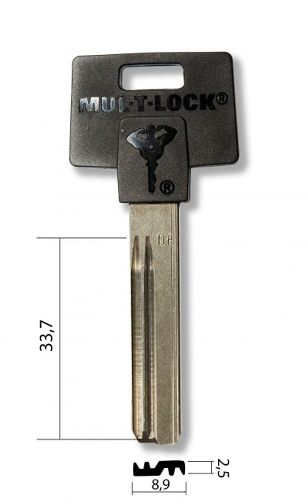 Заготовка вертикального ключа 10421 MUL-T-LOCK 06 КНР
