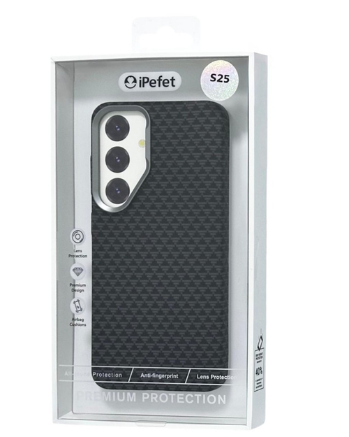 Накладка для Samsung Galaxy S25 iPefet case силикон под с узором (ромб) черная