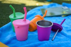 Детский стакан одностенный Klean Kanteen Kid Cup Straw Lid 10oz (296 мл) Baltic с трубочкой