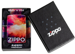 Зажигалка Zippo Tie Dye с покрытием 540 Tumbled Chrome, латунь/сталь, разноцветная, 38x13x57 мм