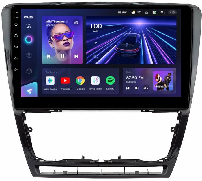 Магнитола для Skoda Octavia A5 2004-2013 (рамка черная глянцевая) - Teyes CC3 Android 10, Быстрая, CarPlay, SIM-слот