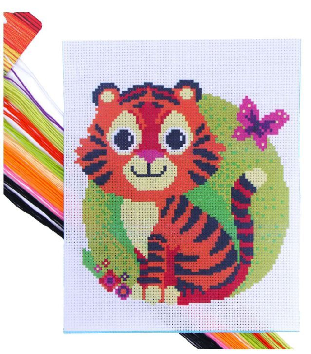Вышивка крестиком "Тигр и бабочка", 25*20 см 4008390