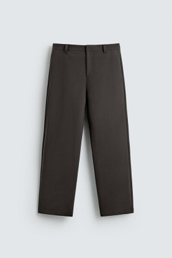 ZARA БРЮКИ RELAXED FIT СО СКЛАДКАМИ, ШОКОЛАДНЫЙ