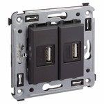 USB зарядное устройство в стену, "Avanti", "Черный матовый"
