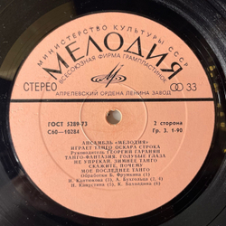 Винтажная виниловая пластинка LP Ансамбль Мелодия Играет Танго Оскара Строка (СССР 1978)