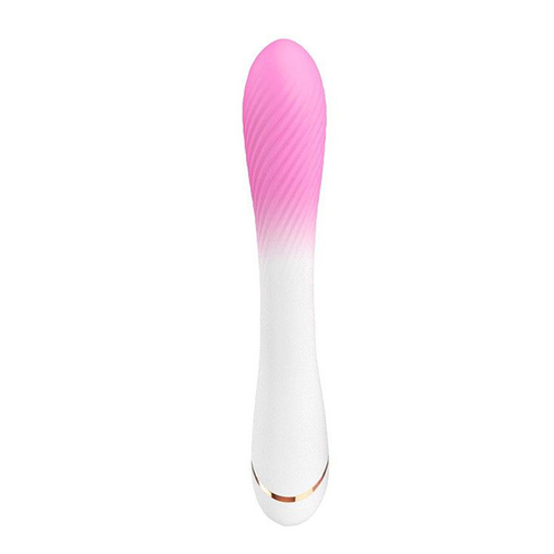 Бело-розовый вибромассажер-кролик 20,5см Silicone Toys USK-V25
