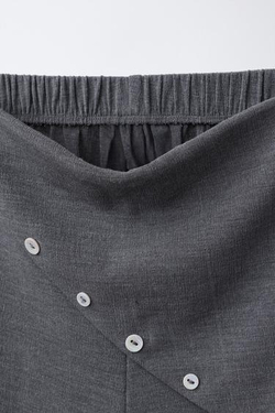 ZARA БРЮКИ WIDE LEG С ПУГОВИЦАМИ, СЕРЫЙ