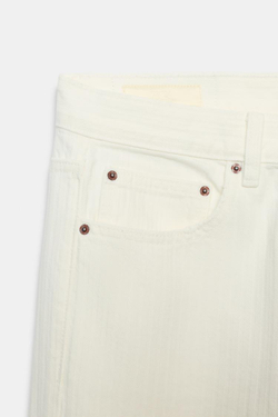 ZARA ДЖИНСЫ TRF STRAIGHT В ПОЛОСКУ СО СРЕДНЕЙ ПОСАДКОЙ, БЕЛЫЙ