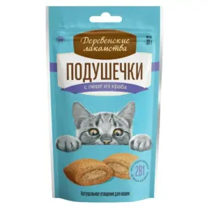 Деревенские лакомства "Подушечки с пюре из краба" для кошек