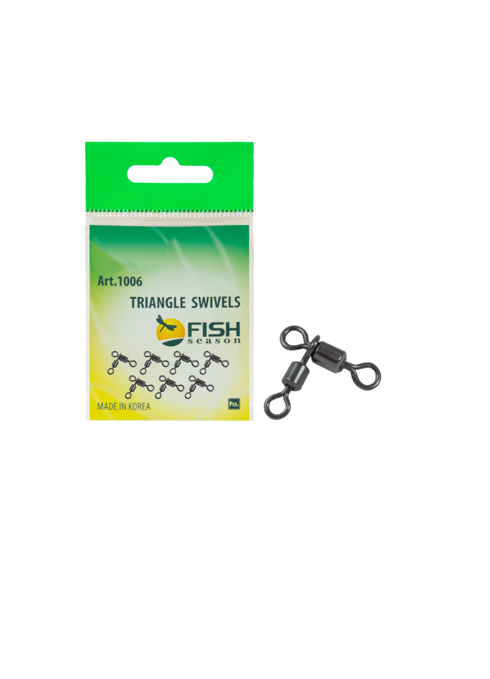 Вертлюжок рыболовный Fish Crystal  цилиндрический на два направления TRIANGLE SWIVELS 1006 12х14 (5 упаковок)