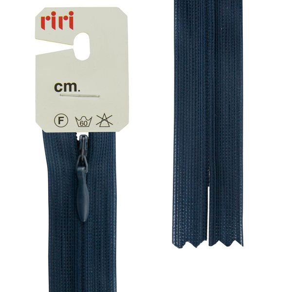 Молния потайная (скрытая) RIRI Т3 (3 мм) 1 зам., н/раз., 22 см, цв.2647, т.синий, 10 шт