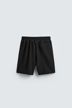 ZARA ШОРТЫ-ДЖОГГЕРЫ ИЗ РЕЛЬЕФНОЙ ТКАНИ, ЧЕРНЫЙ