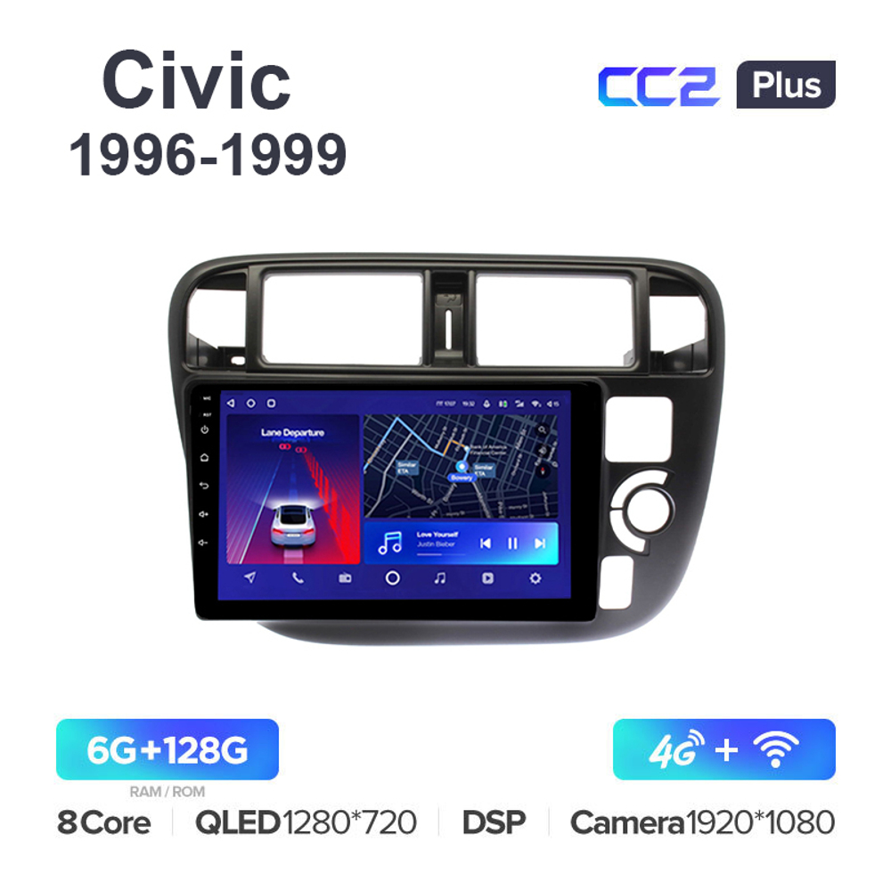 Teyes CC2 Plus 9"для Honda Civic 1996-1999  (прав)
