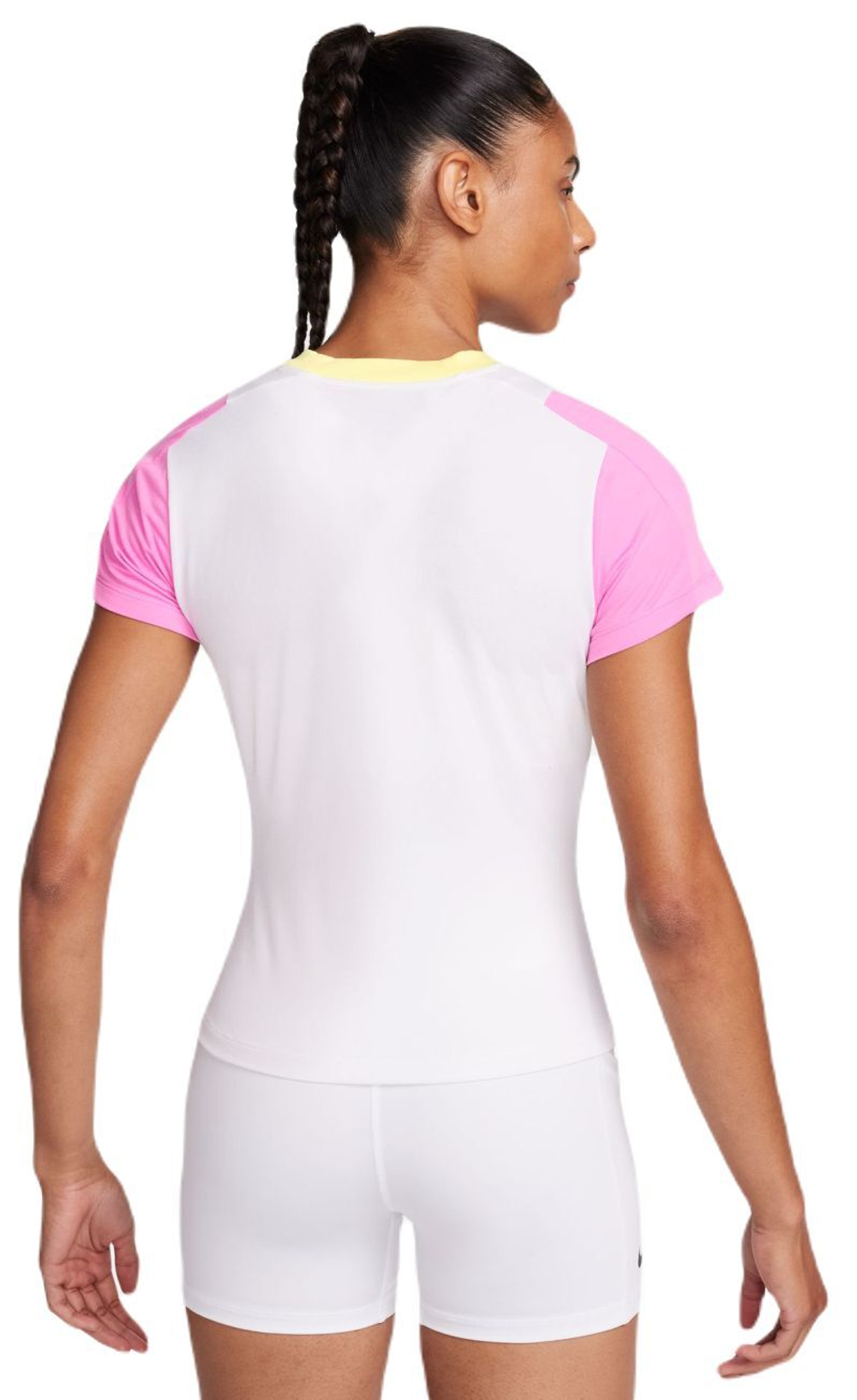 Женская теннисная футболка Nike Court Dri-Fit Advantage Top - white/playful pink/black/black