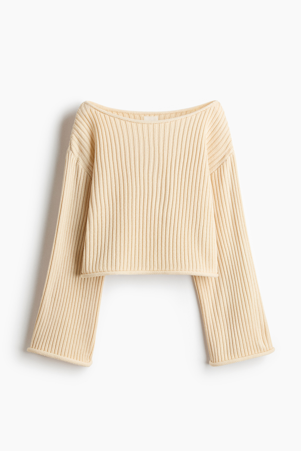 Короткий джемпер в резинку с вырезом лодочка - H&M