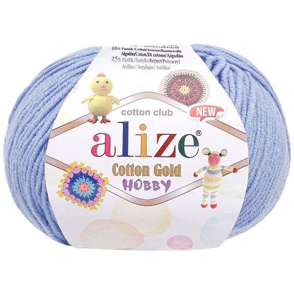 Пряжа Alize (Ализе) Cotton Gold Hobby New / уп.10 мот. по 50 г, 165 м, 40 синий
