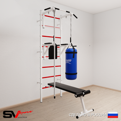 Шведская стенка Sv Sport усиленная 6803 (Турник стандарт/Брусья/Скамья/Канат/Цепь/Мешок 30кг)