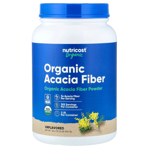 Nutricost, порошок из органической клетчатки акации, без добавок, 907 г (32,4 унции)