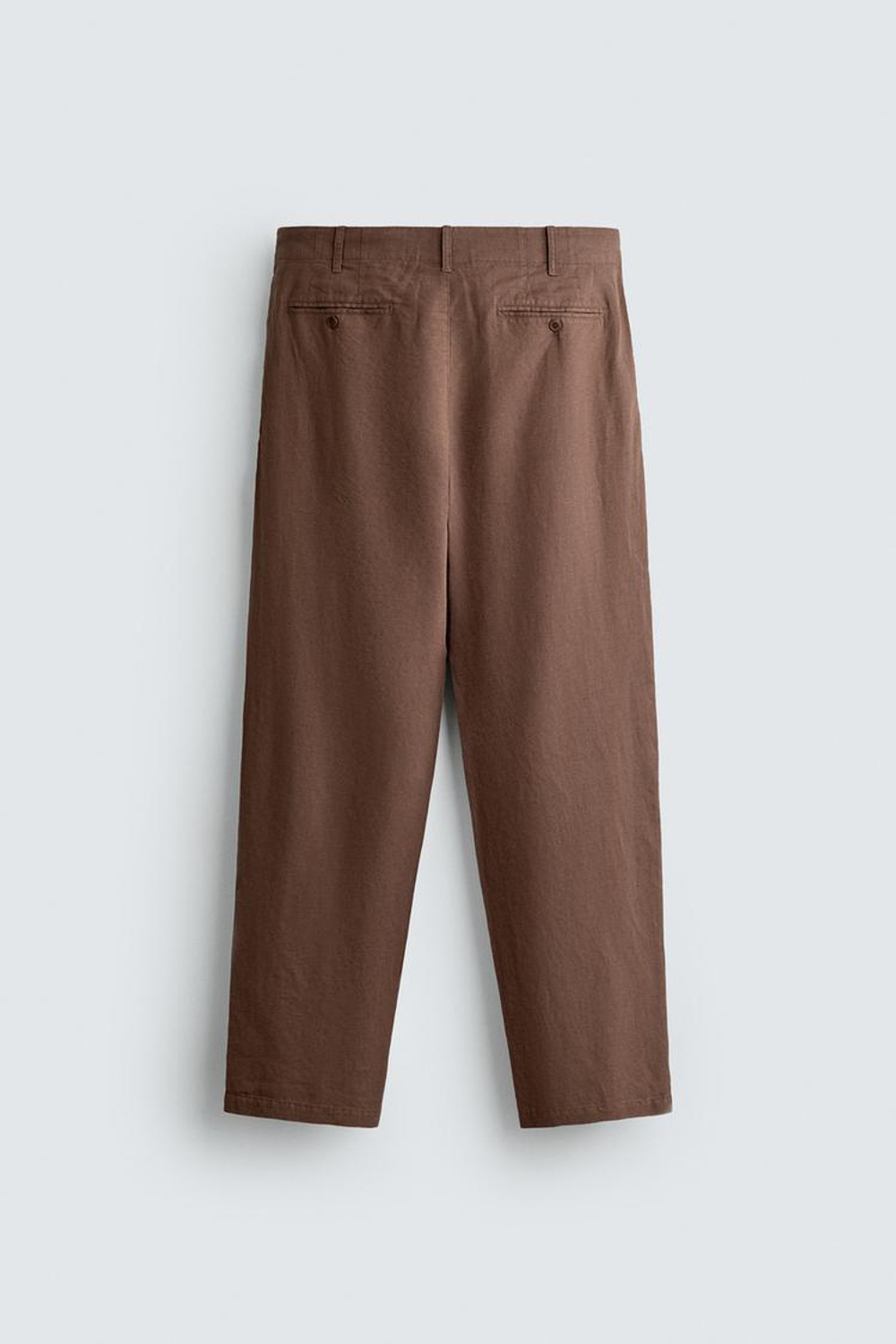 ZARA БРЮКИ RELAXED FIT ИЗ КОНОПЛИ И ХЛОПКА, КОРИЧНЕВЫЙ