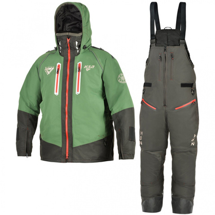 Зимний мужской костюм-поплавок ХСН Rescuer III NEW -45 (Hardguard) Зеленый (Красные молнии)