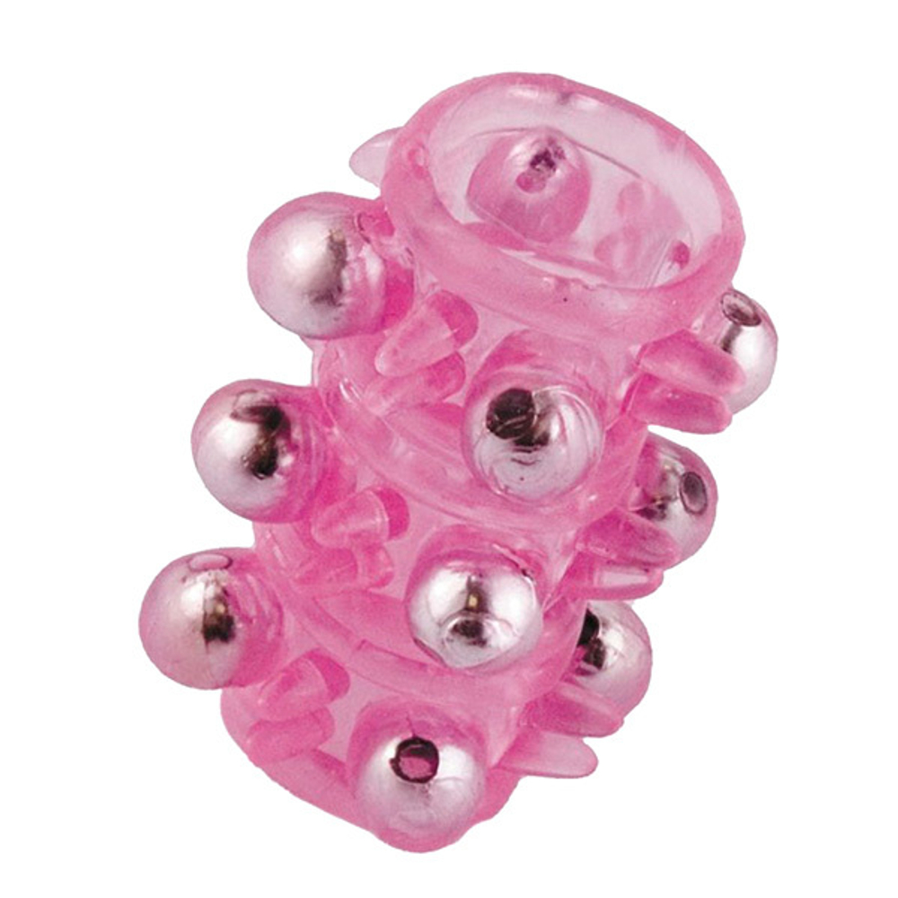 Розовая насадка c шариками ToyFa Basic Pleasure Sleeve 888002