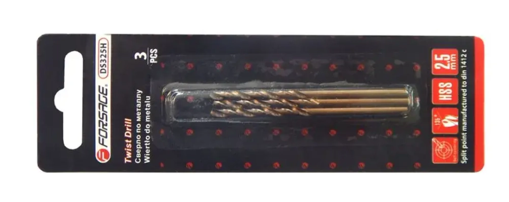 Сверло по металлу 1.5мм HSS(3шт), в блистере Forsage F-DS315
