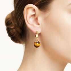 Серьги из медового тигрового глаза