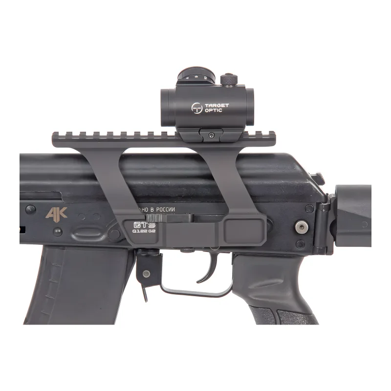 Коллиматор Target Optic 1x20, Weaver, красная марка, точка 2 MOA, проставка - крупный план боковой стороны