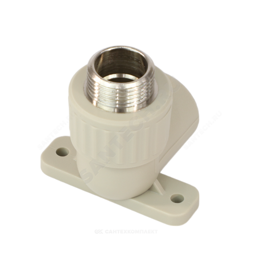 Угольник PP-R комбинированный серый Дн 25х3/4" НР с креплением VALFEX 10121125Г