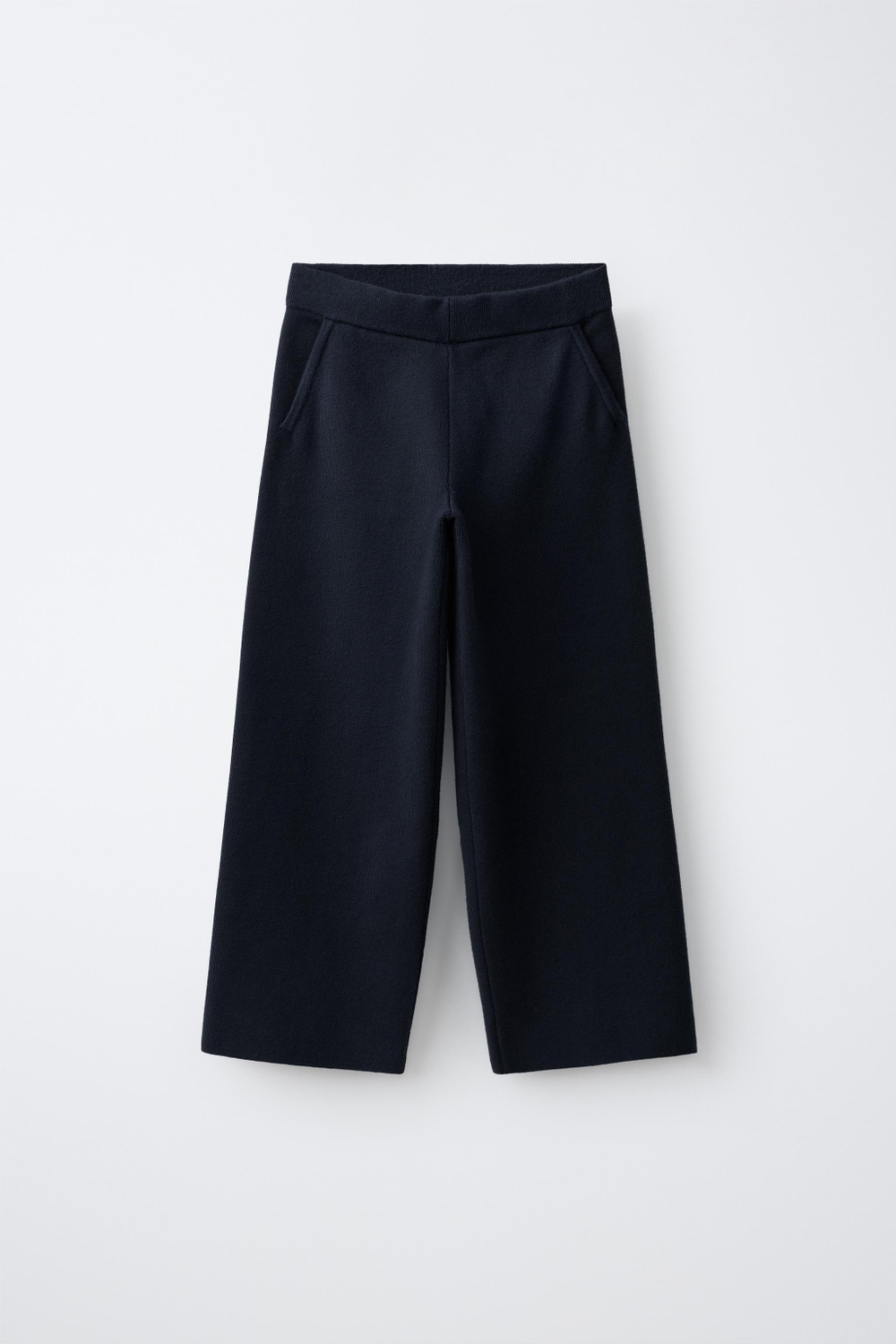 ZARA ТРИКОТАЖНЫЕ БРЮКИ WIDE-LEG, МОРСКОЙ СИНИЙ